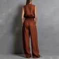 thumbnail image 3 of Women's Sleeveless Jumpsuit, Summer Solid Color With Round Neck & Zipper, Casual One-Piece For Minimalist Style Brown 2XL, 3 of 5