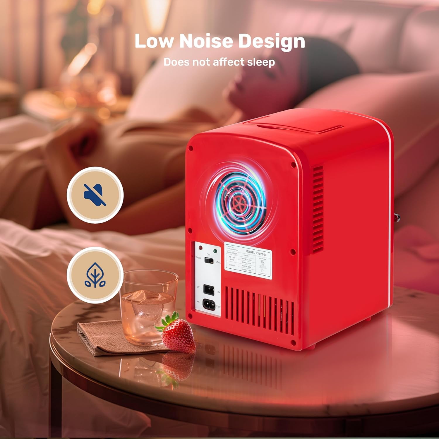 Simple Deluxe Red Mini Fridge – 4L Skincare & Beverage Cooler Warmer with Window, Aesthetic & Freon-Free