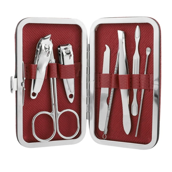 Unique Bargains 1 Set Manicure Set Professional Nail Clippers Kit for Travel or Home Red