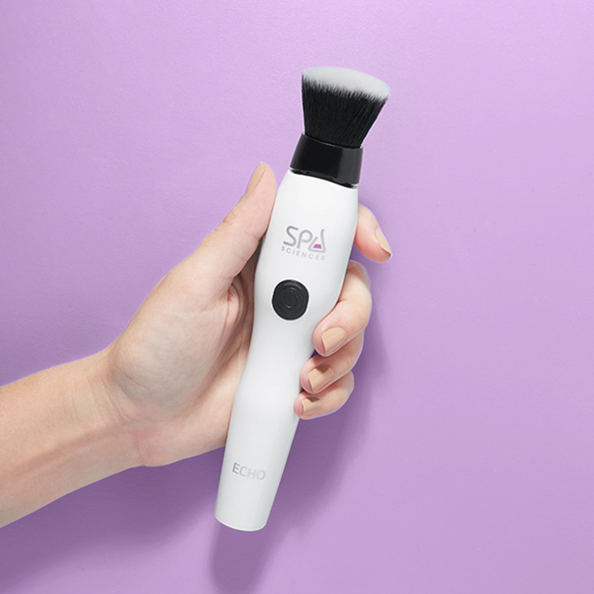 Spa Sciences ECHO, Rechargeable Sonic Makeup Brush for Airbrush Finish, White