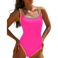 thumbnail image 1 of Traje de baño de una pieza popvil para mujer Tummy Control, color rosa oscuro, 1 of 8