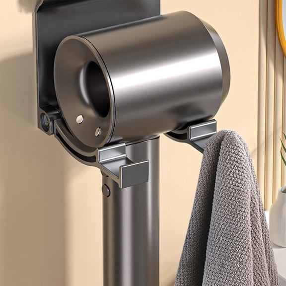 openpig Hair Dryer Holder, Blow Dryer Hanger Wall Mount for Hair Dryer Hook, Self Adhesive Blow Dryer Holder Rack for Cabinet Bathroom, Hairdryer Holder for Bathroom(1 Pack Gray)