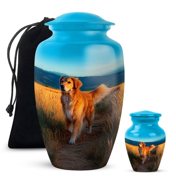 Yatskia Dog Small Cremation Urns for Human Ashes Adult, Decorative Large Memorial Urn for Ashes Adult, (Classic 10 Inch and 3 Inch)