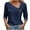 Navy, variant on Summer 3/4 Sleeeve Tops for Womens 2024 Fashion Plus Size V-Neck Fashion Casual Printed Button-Up Blouse T-shirt Tops