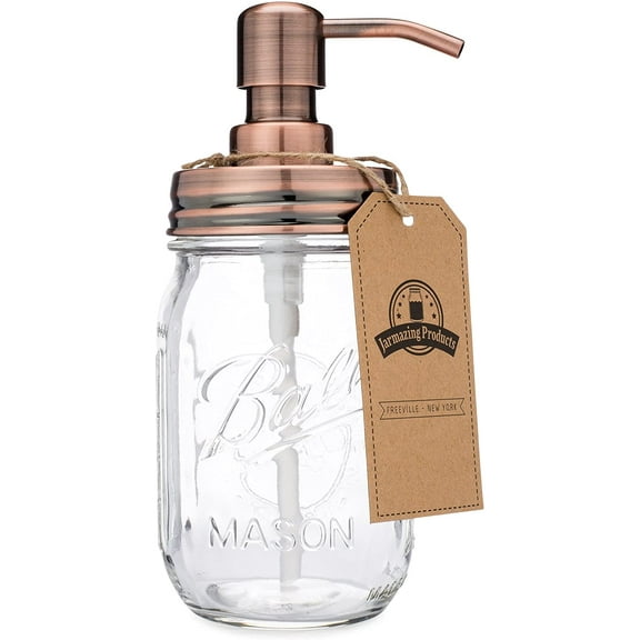 Classic Farmhouse 16oz Ball Glass Mason Jar Soap Dispenser - Copper