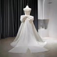 thumbnail image 6 of zanzanmeow Wedding Registry French satin heavy-duty pleated tube top fishtail light wedding dress bow slimming door veil elegant temperament banquet evening dress long skirt, 6 of 7