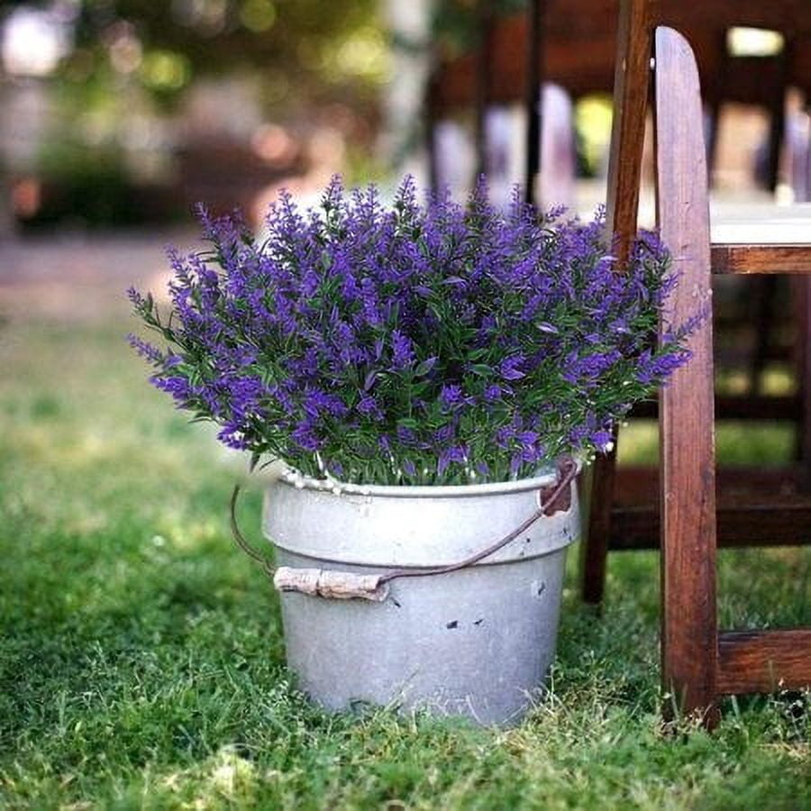 Baumaty 24 Bundles Outdoor Artificial Lavender Fake Flowers UV Resistant Shrubs, Faux Plastic Greenery for Indoor Outside Hanging Plants Garden Porch Window Box Home Wedding Farmhouse Decor (Purple)