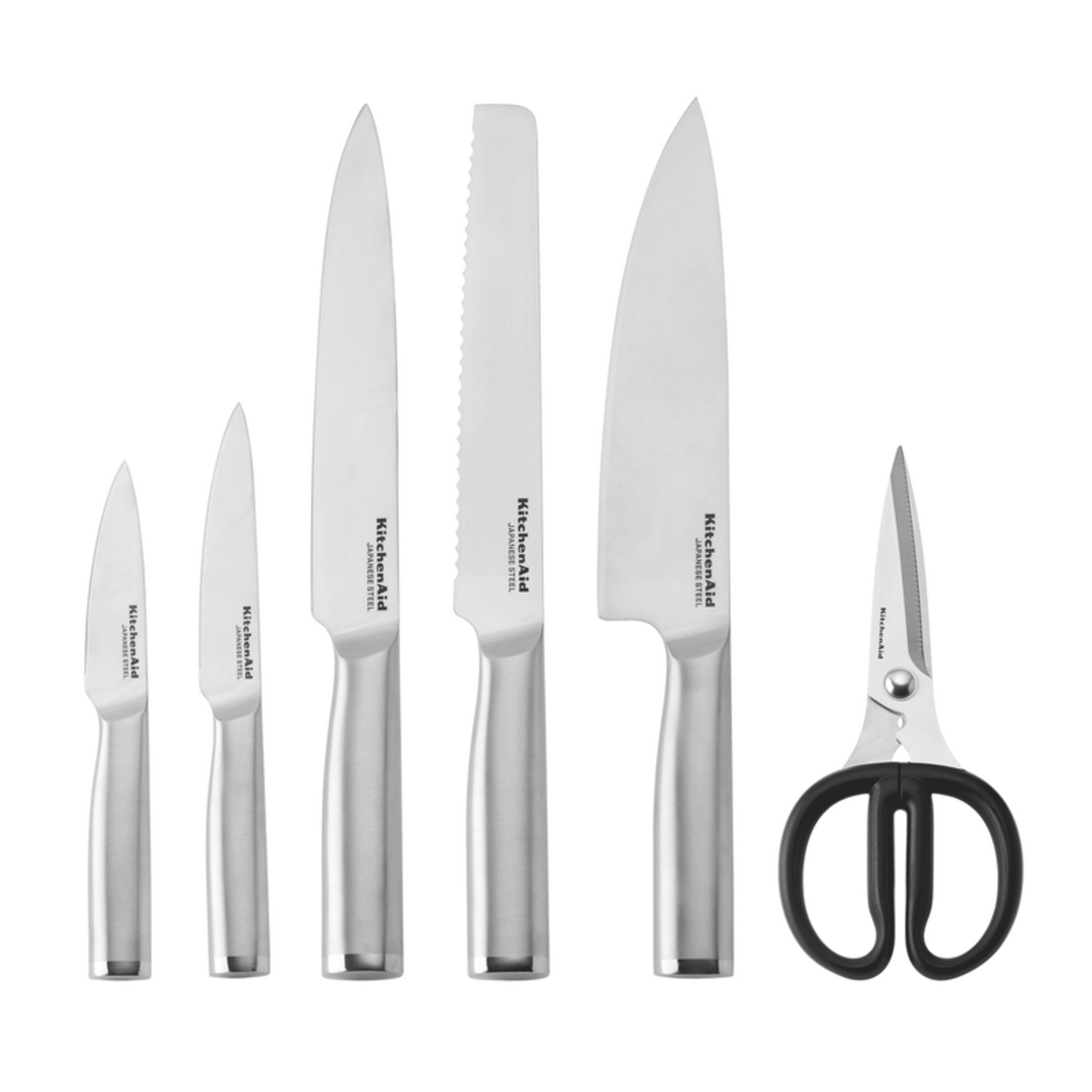 KitchenAid Gourmet 7-Piece Forged Knife Block Set with Built-In Sharpener, Stainless Steel Handles, Black
