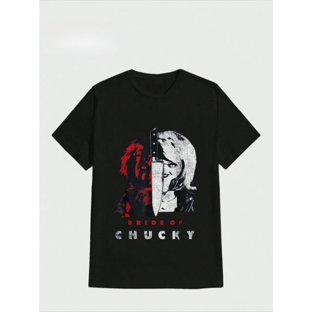 Halloween T-shirt - Horror Movie Bride Poster Graphic T-Shirt Casual Digital Print Pure Heavy 100% Cotton T Shirt