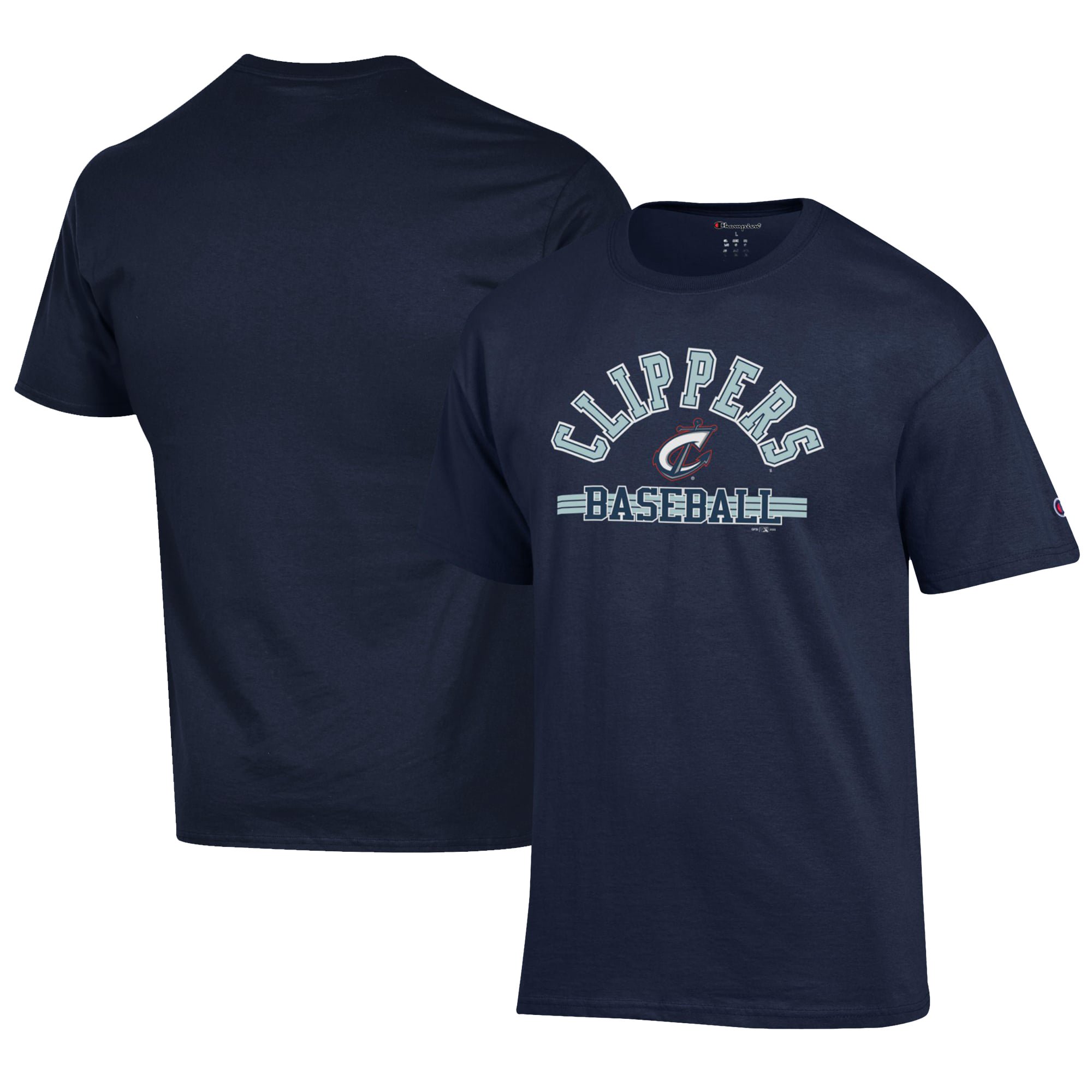 Men's Champion Navy Columbus Clippers Logo Jersey T-Shirt