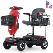 Ndrfhaj  Secure Foldable 4-Wheel Mobility Scooter with Charger, Cup Holders, Red, 300 lb Limit
