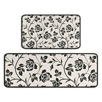 Pioneer Flower Floral Print Pattern Kitchen Rugs Sets Of 2,Anti Fatigue Kitchen Mat Rugs Non Slip Washable,Decorative Kitchen Floor Mats for Kitchen,Sink,Laundry,17"X30" 17"X47"