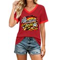 thumbnail image 2 of Women's Football Graphic T-Shirt, Women's V-Neck Short Sleeve Letter Print T-Shirt for Casual Summer for Soccer Tournament 2026 Red Size: 2XL, 2 of 5
