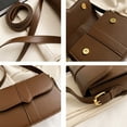 thumbnail image 3 of Fashion retro PU leather saddle bag shoulder crossbody bag female solid color underarm bag-brown, 3 of 5