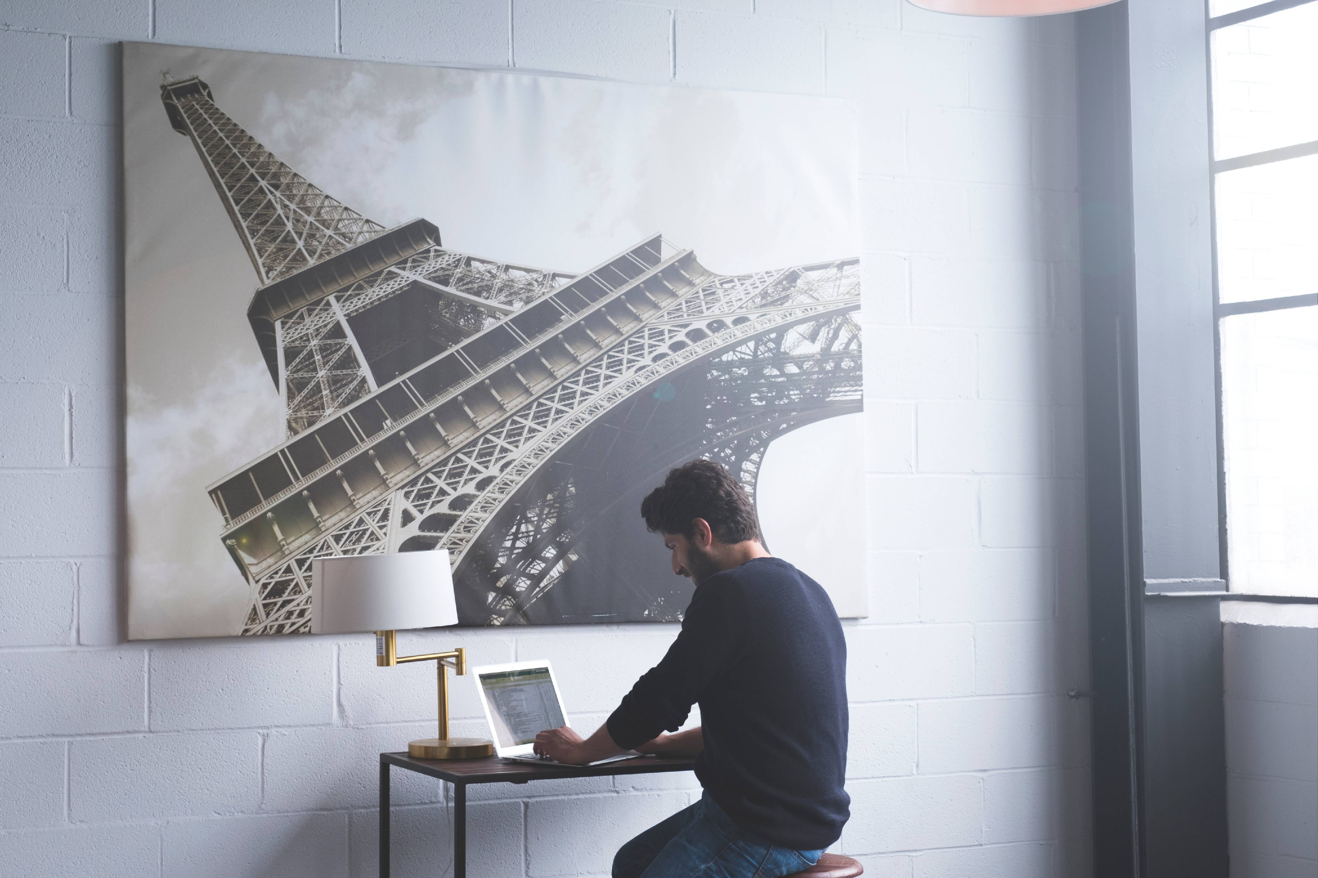 Large Eiffel Tower Picture with Frame Canvas 55 x 79 Inches Extra Large