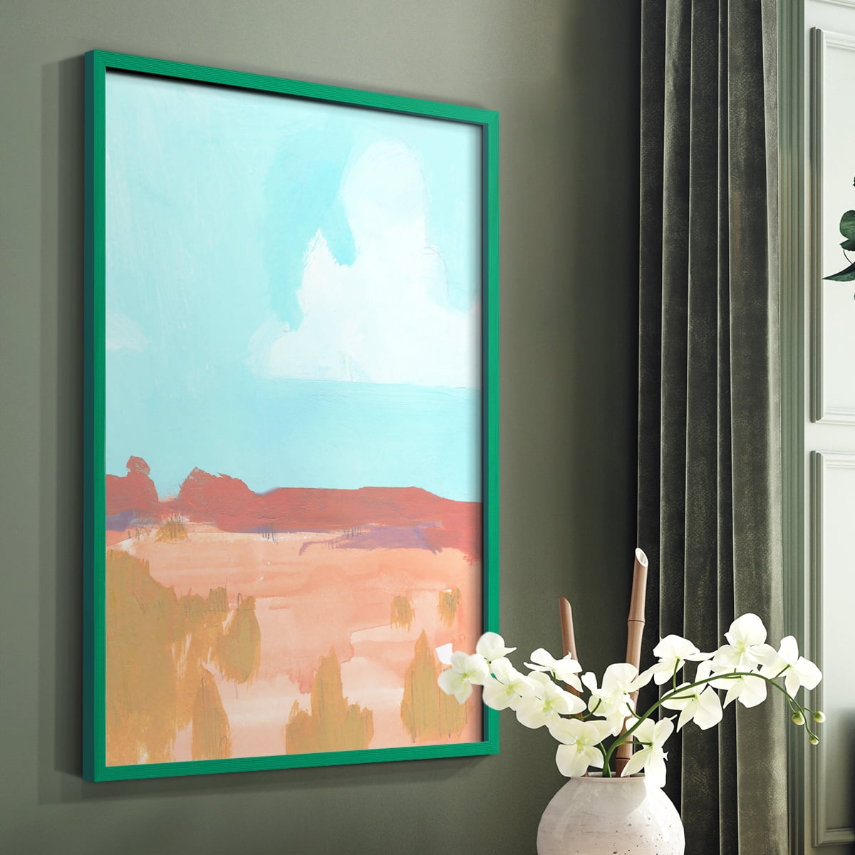 Wide Open Spaces I Framed Print in Green Solid Wood 8 x 10 Framed Print