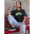 thumbnail image 2 of Brush Strokes Rainbow  Women Black T-Shirt, Female x-Large, 2 of 4