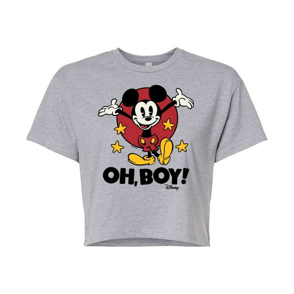 Disney - Mickey Mouse - Oh Boy! - Juniors Cropped Cotton Blend T-Shirt