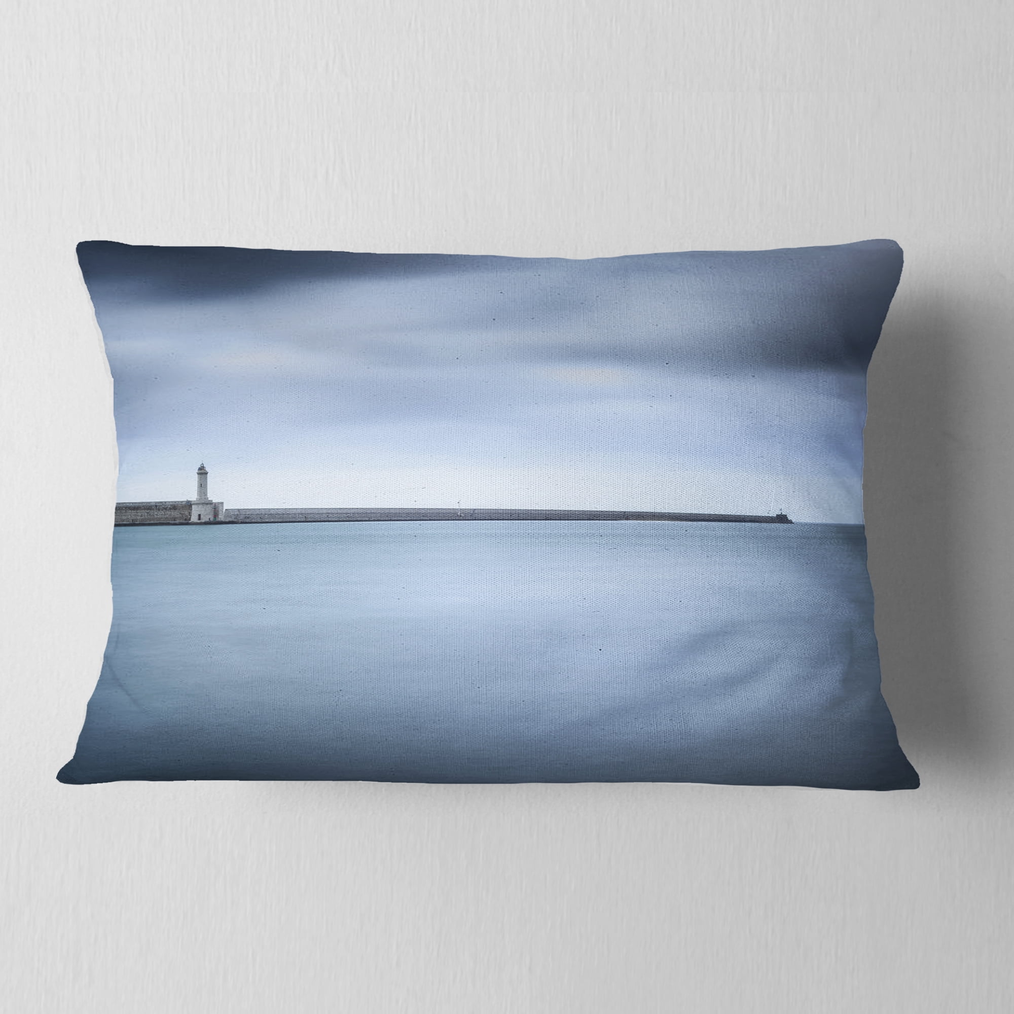 Designart 12" x 20" Blue Polyester Throw Pillow