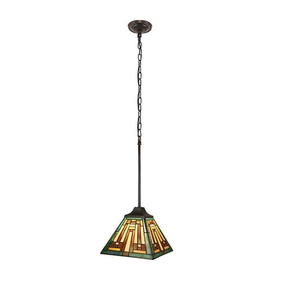 CHLOE Lighting Firman Tiffany-Style 1-Light Mission Ceiling Pendant 8" Shade