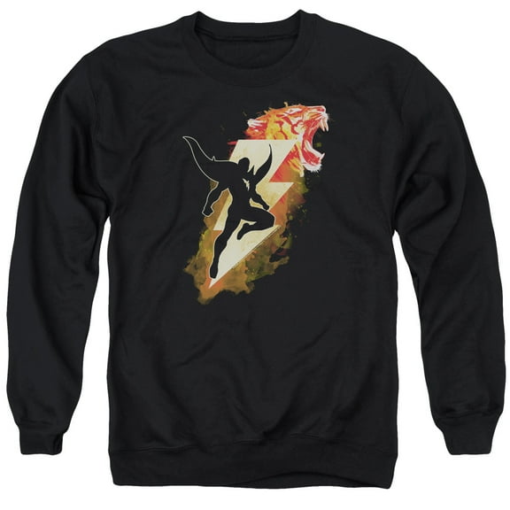 Shazam Movie Tiger Bolt Adult Crewneck Sweatshirt Black