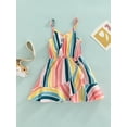 thumbnail image 3 of Bagilaanoe Toddler Kid Baby Girl Summer Dress Sleeveless Spaghetti Straps Ruffle Casual Dress 1T 2T 3T 4T 5T 6T Contrast Color Stripe Halter Sundress, 3 of 9