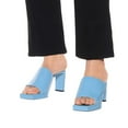 thumbnail image 5 of YDN Women Elegant Square Open Toe Platform Mules Chunky Block High Heeled Slip On Sandals Summer Casual Shoes Size 7 Blue, 5 of 5