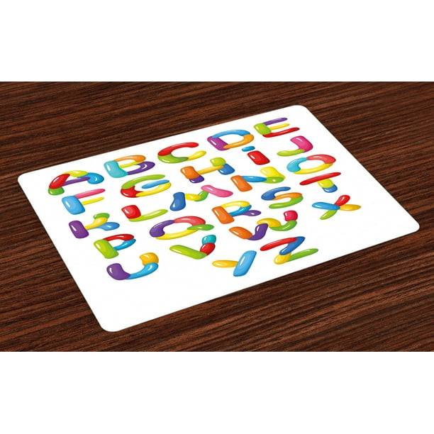 Letters Placemats Set of 4 Colorful Letters Kids Children Design