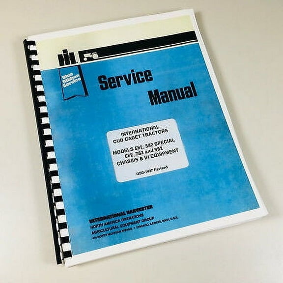 International Cub Cadet 582 Special 682 782 982 Tractor Service Repair Manual Ih