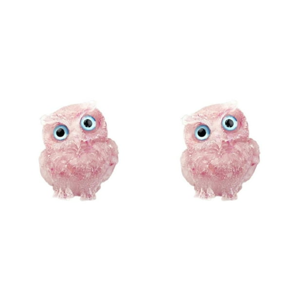 Advancent Crystal Owl Decoration Owl Statue for Housewarming Decor Office Gift Rosa 2piezas
