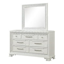 Furniture of America Gelbero Wood Dovetail 7-Drawer Dresser with Mirror in White