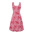 thumbnail image 5 of Renewold Pink Bow Summer Tank Dress Plus Size 2XL Valentine's Day Casual Floral Round Neck A-Line Dress Gym Sports Athletic High Waistline Sundress for Women, 5 of 6