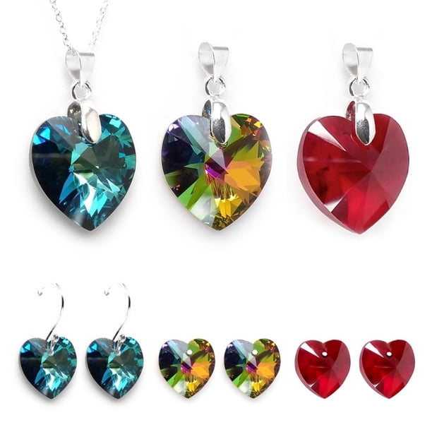 Set Collar Dijes Aretes Corte Heart Zvezda Plata 0.925 Mujer azul Unitalla