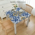 thumbnail image 2 of nygtbtfer  Rectangular Tablecloth, Yellow and Blue Floral Rustic Washable Table Cover for Party Picnic Dinner Decor Elastic Edge, 2 of 7