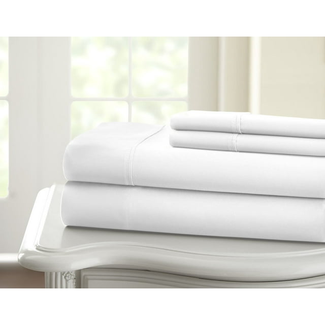 1200 Thread Count 100% Cotton Solid Sheet Set (California King, White)