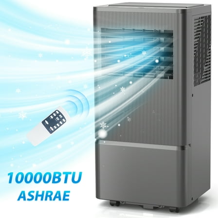 Portable Air Conditioner 10,000 BTU (ASHRAE) for Room Up to 450 Sq.Ft - 3-in-1 AC, Dehumidifier & Fan - Remote, 24H Timer, Window Kit - Home & Office