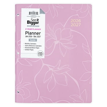 See it Bigger Monthly Planner Large (8.5″ x 11″) Rose Floral, 2-year, Jan 2026 - Dec 2027