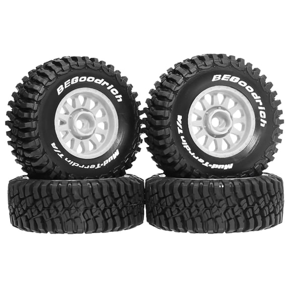 4 Pcs RC Wheels and Tires RC Car Tires Universal Wheel Hubs Upgrade Alloy Sturdy Replacement for 1/14 1/16 Scale Crowd