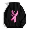 thumbnail image 5 of Cute Sweatshirts For Women Solid Color Zip Up Hoodie Pullover Cancer Awareness Month Drawstring Casual Comfortable For Everyday Wear Tops Clothes With Pocket Black XL, 5 of 6