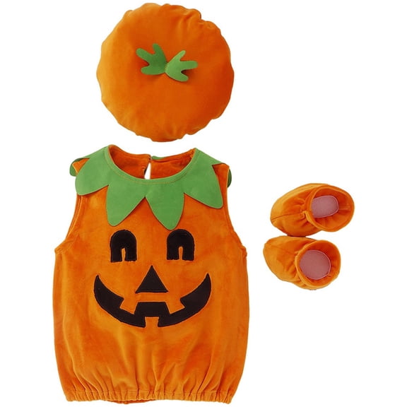 Maxcozy Toddler Baby Girl Boy Halloween Pumpkin Costume Fancy Dress Clothes Outfit 3PCS Set