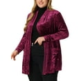 thumbnail image 4 of Agnes Orinda Plus Size Velvet Cardigans for Women Open Front Cardigan with Pockets 4X Wine, 4 of 5