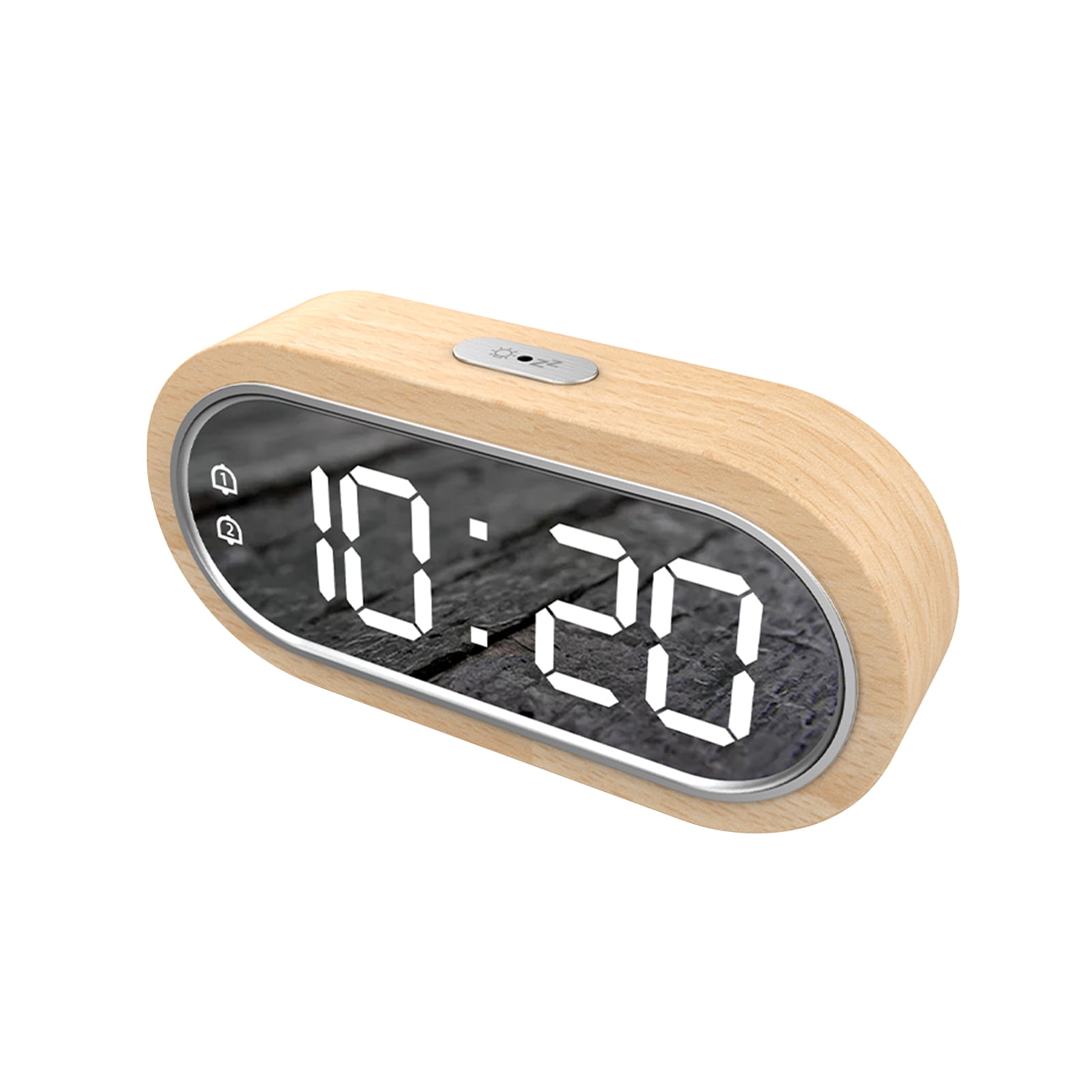 Beech Wood Digital Clock Dual Alarm Snooze Usb Alarm Clock Table Thermometer Electronic Led