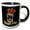 Black/White, variant on 3drose, Royal Pug Dog with Funny Crown with Black Background, 11oz Two-tone Blue Mug