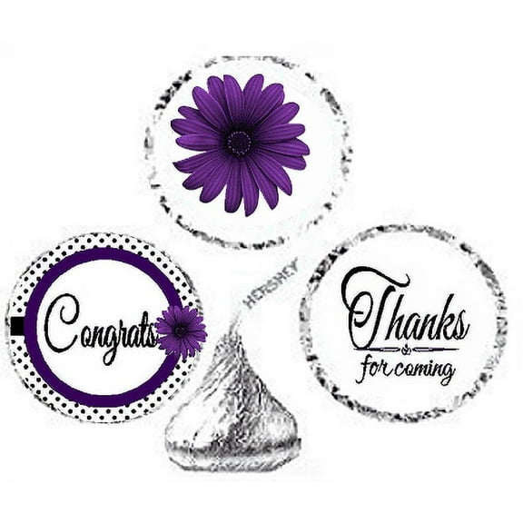 216ct Purple Congrats Party Favor Candy Decoration Stickers Labels Fits Kisses Chocolates Party Favors Envelope