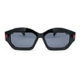 thumbnail image 2 of Womens Artsy Lipstick Hinge Beveled Mod Rectangle Sunglasses All Black, 2 of 4