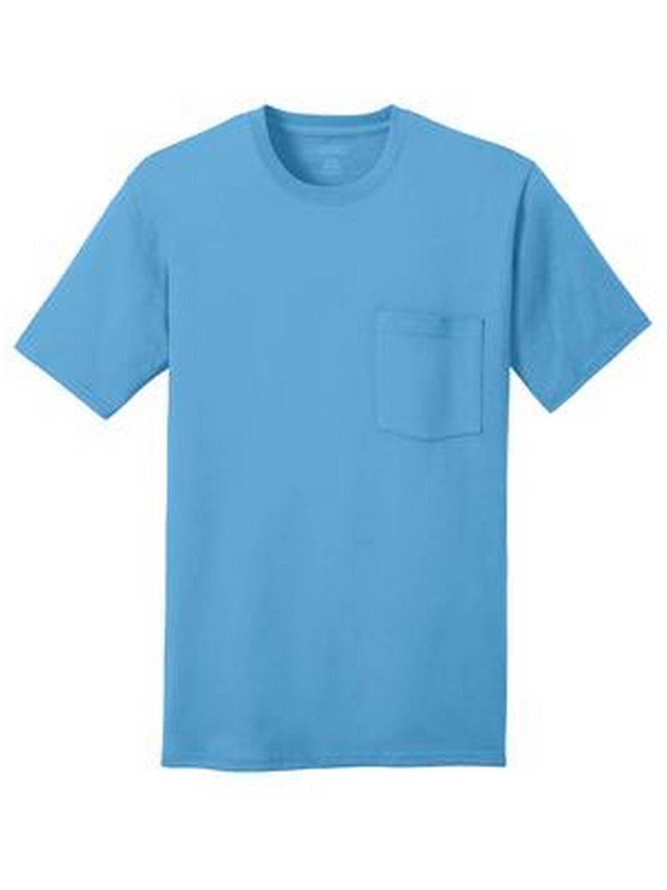Port & Company 100% Cotton Pocket T-Shirt - Aquatic Blue - 3X-Large ...