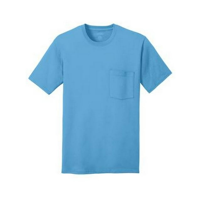 Port & Company 100% Cotton Pocket T-Shirt - Aquatic Blue - 2X-Large