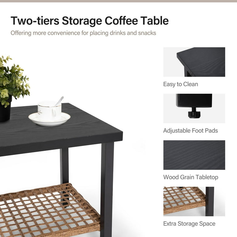 LAUSAINT HOME 3 Pieces Patio Outdoor Conversation Set with 2-Tier 