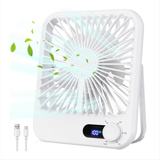 Ventilador de Viaje para Dormir, Portátil, Recargable con Pantalla Digital, 100 Velocidades, USB, Color .