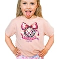 thumbnail image 2 of Birthday Girl Coquette Disco Ball Shirt for Girls Trendy Pink Bow Party Theme T-Shirt for Kids Peach Shirt Youth Small, 2 of 5